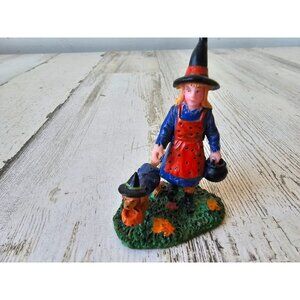 Lemax witch costume girl dog trick or treating Halloween people accessory